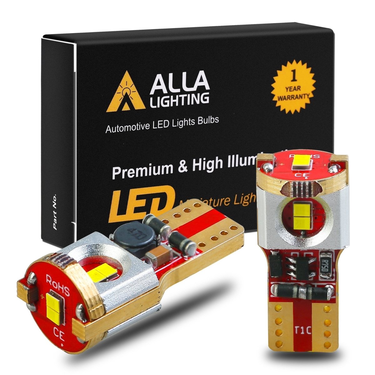 AUXITO 10-Pack T10 168 194 2825 White LED Bulbs For License Plate, Interior Map, Dome Lights
