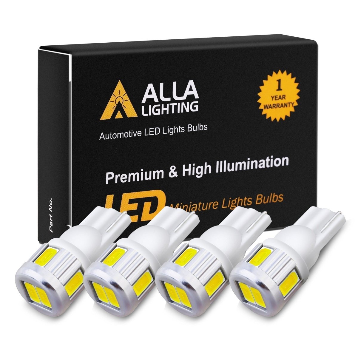Alla Lighting 194 LED Bulbs Bright T10 168 W5W 2825 175 158 CANBUS  Replacement 12V 1616 SMD Car License Plate Light Interior Lights Map Lights  Dome Door Lights, 6000K Xenon White 