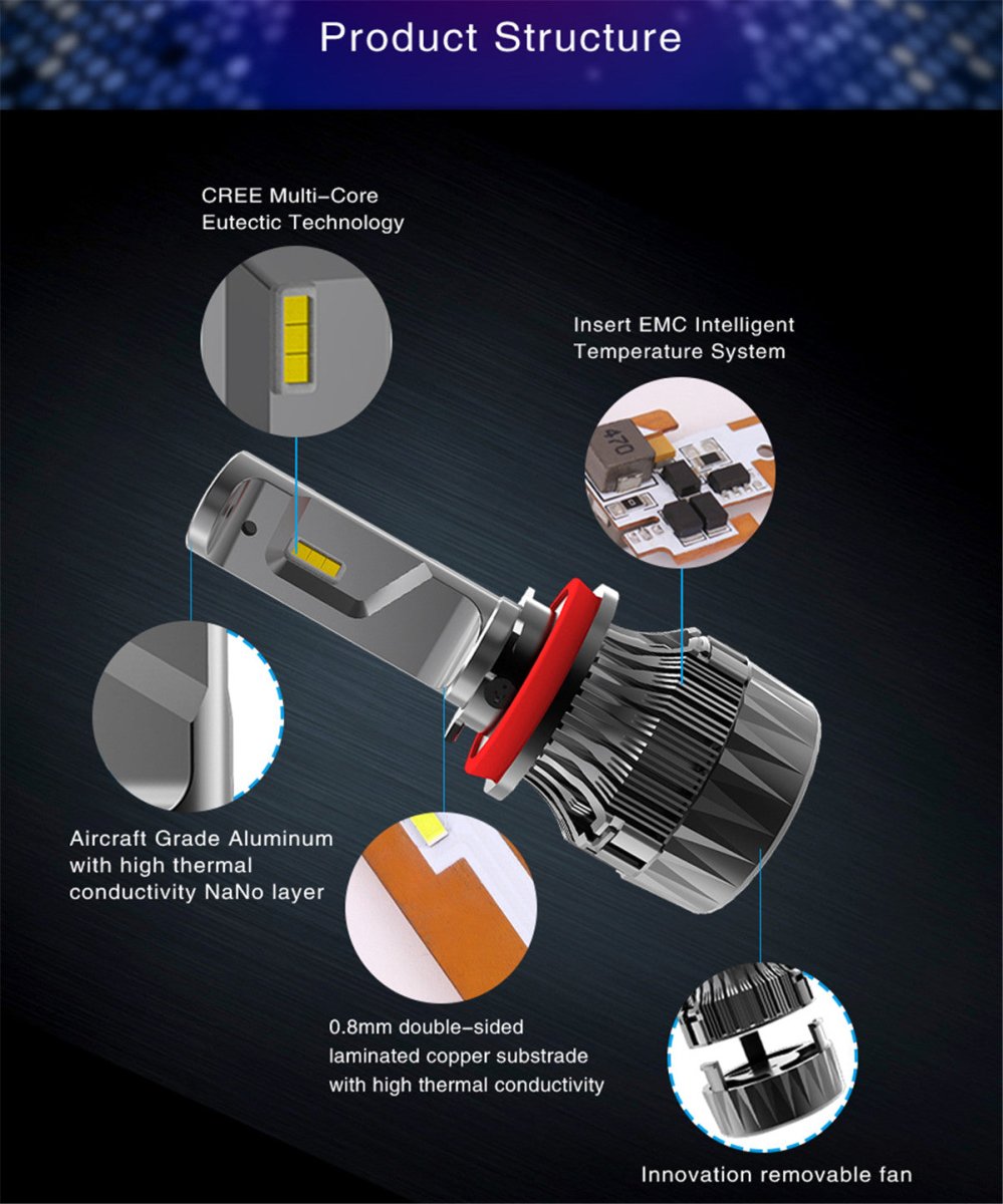 9008 H13 LED Headlight Bulbs Kit High Low Beam Super Bright - Foto 3